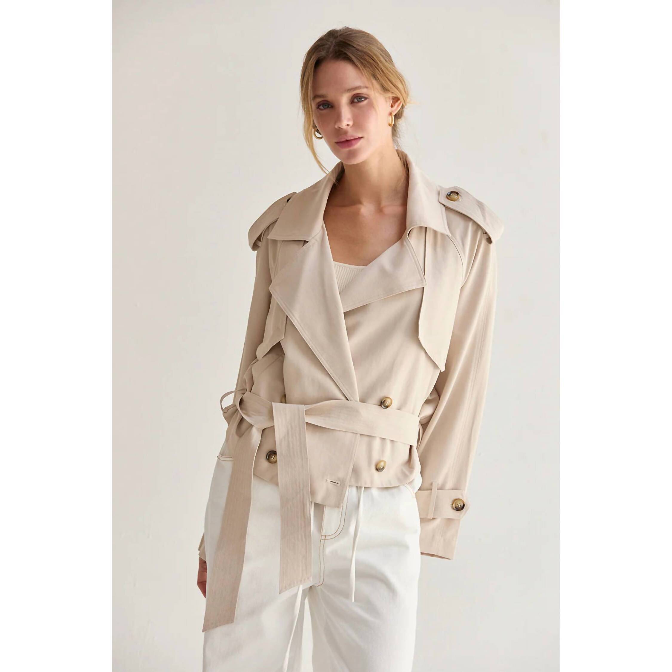 New Crescent Long Sleeve Trench Coat In Reese Lightweight Trench